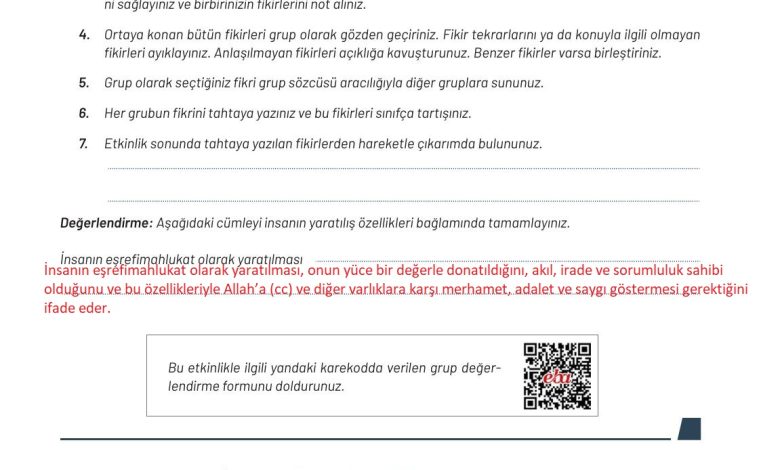 9. Sınıf Meb Yayınları Temel Dini Bilgiler Ders Kitabı Sayfa 16 Cevapları