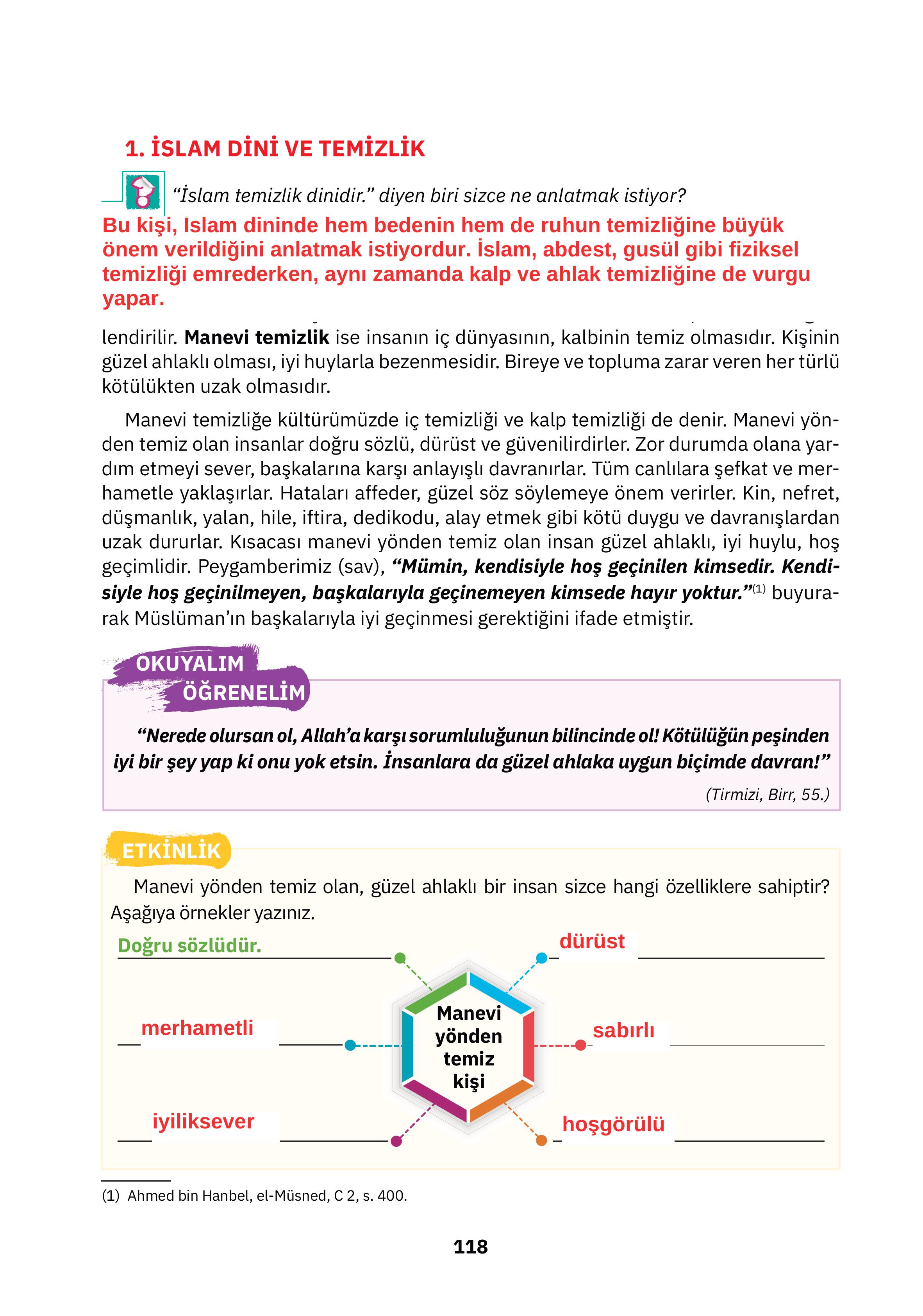 4. Sınıf Sdr Dikey Yayıncılık Din Kültürü Ve Ahlak Bilgisi Ders Kitabı Sayfa 118 Cevapları