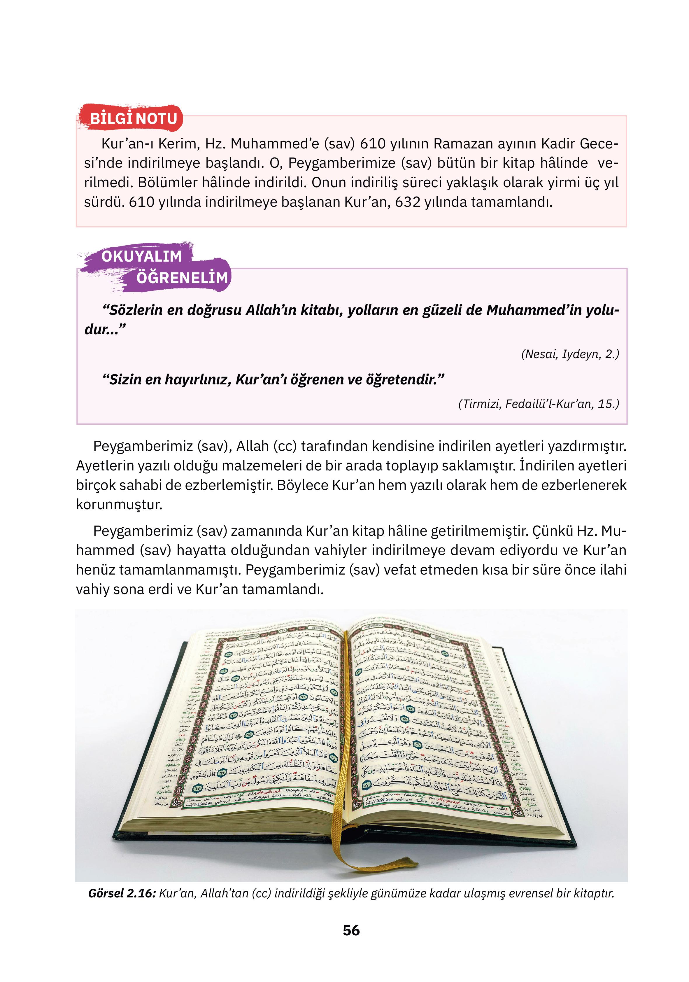 4. Sınıf Sdr Dikey Yayıncılık Din Kültürü Ve Ahlak Bilgisi Ders Kitabı Sayfa 56 Cevapları