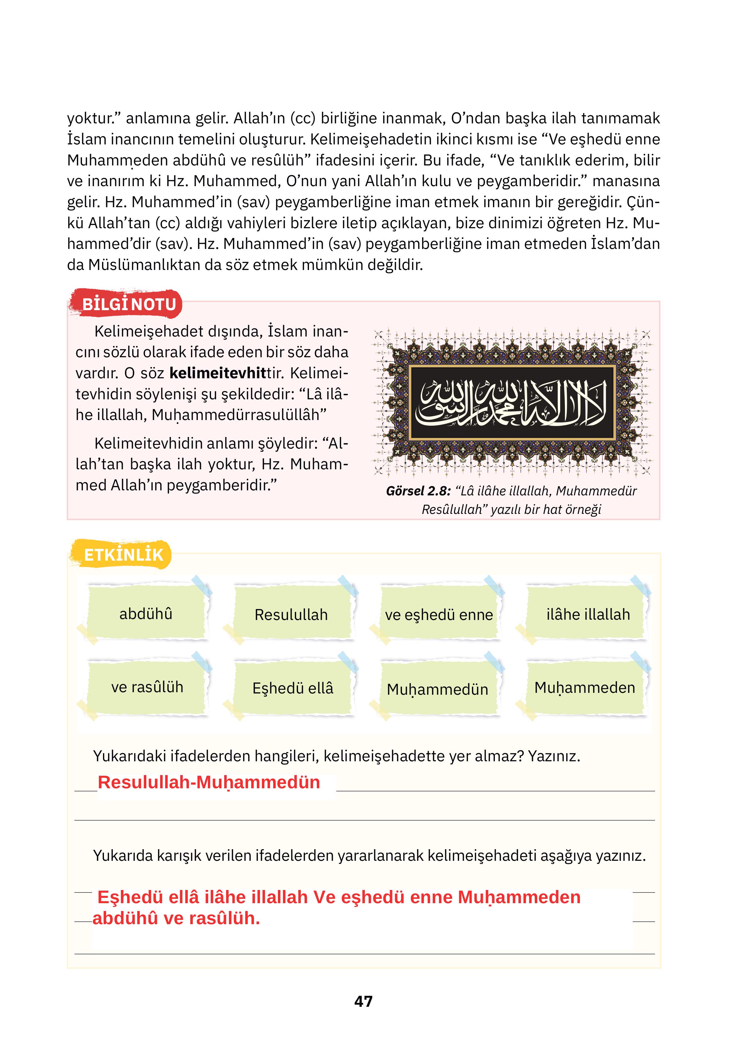 4. Sınıf Sdr Dikey Yayıncılık Din Kültürü Ve Ahlak Bilgisi Ders Kitabı Sayfa 47 Cevapları