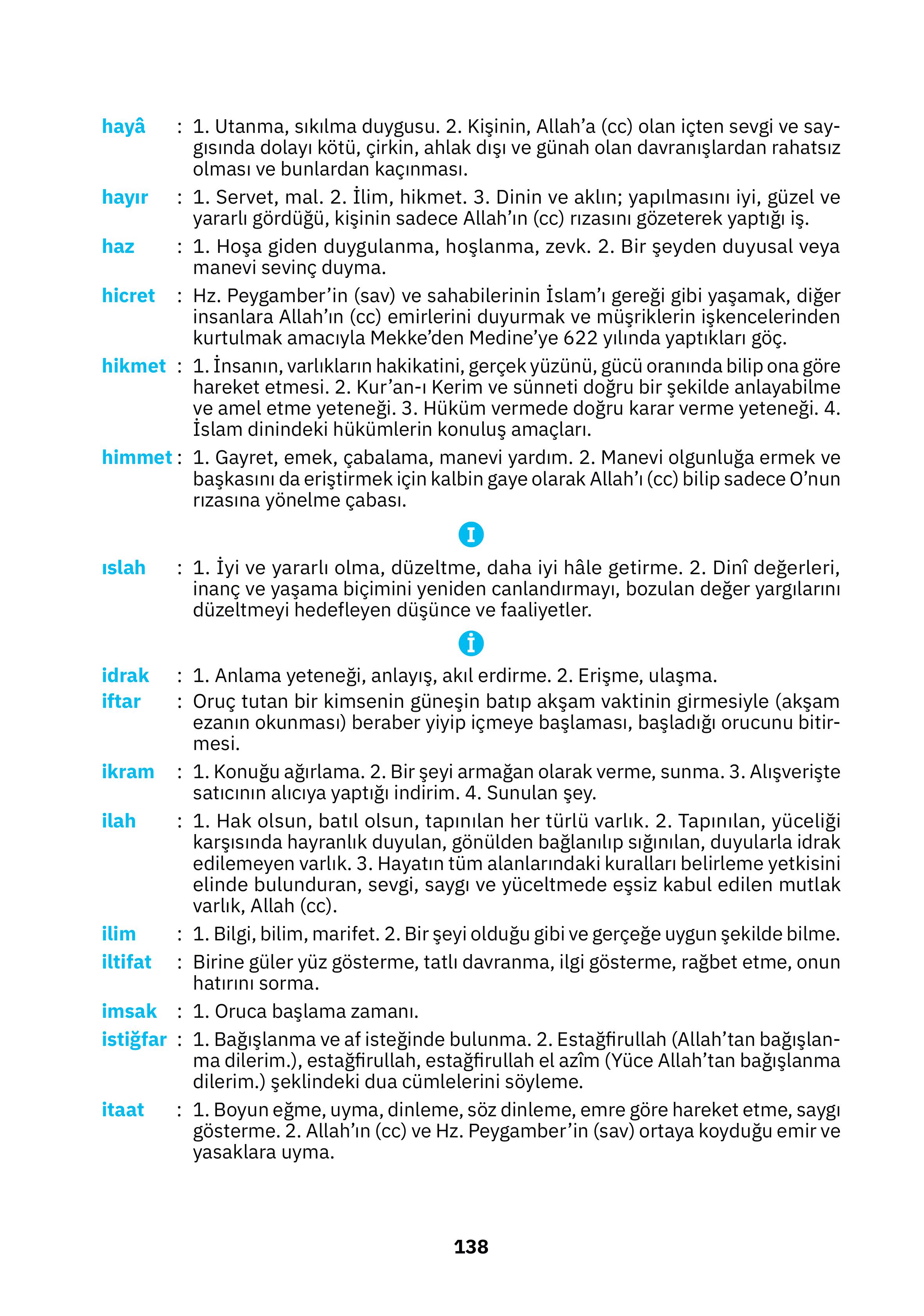 4. Sınıf Sdr Dikey Yayıncılık Din Kültürü Ve Ahlak Bilgisi Ders Kitabı Sayfa 138 Cevapları