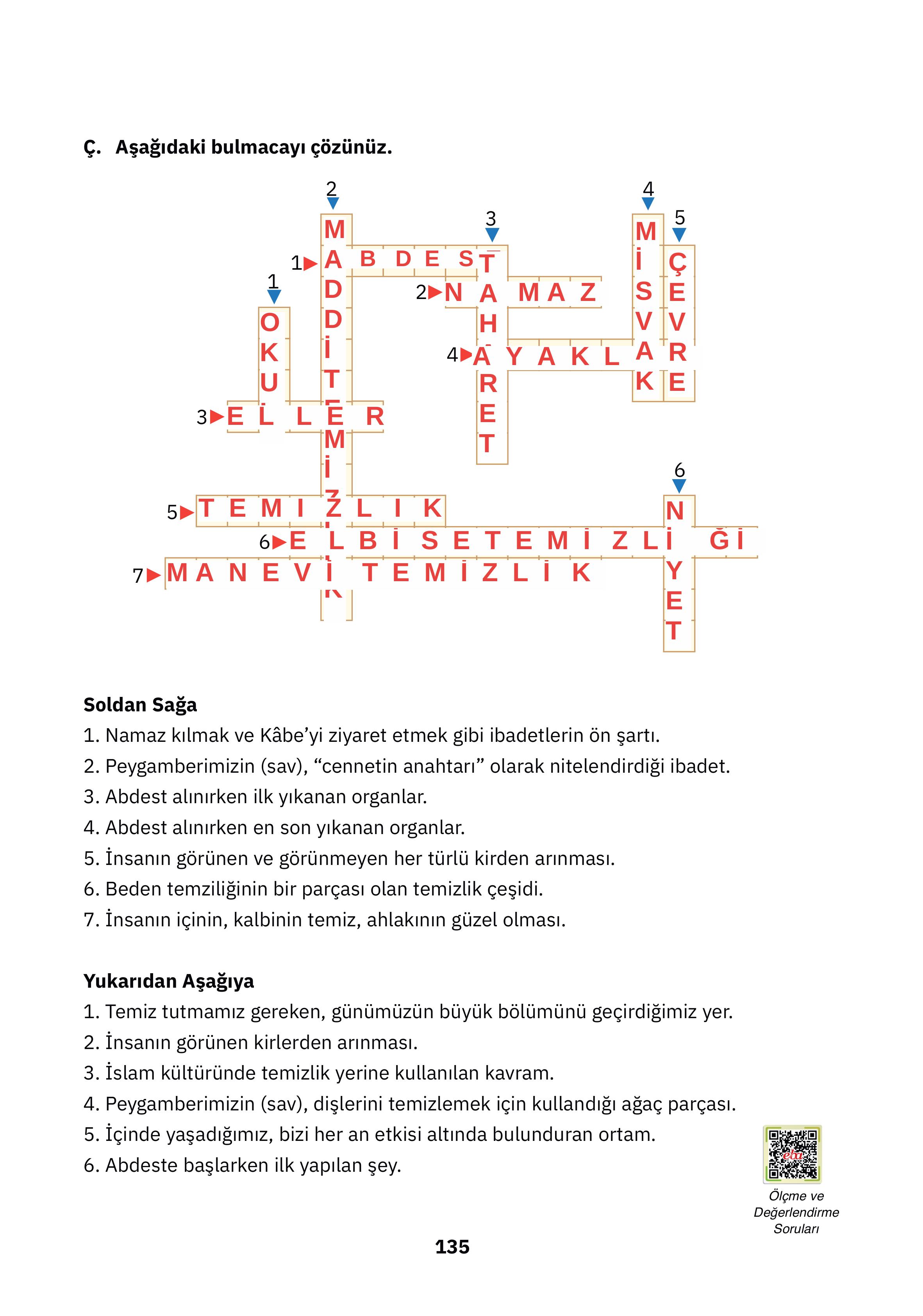 4. Sınıf Sdr Dikey Yayıncılık Din Kültürü Ve Ahlak Bilgisi Ders Kitabı Sayfa 135 Cevapları