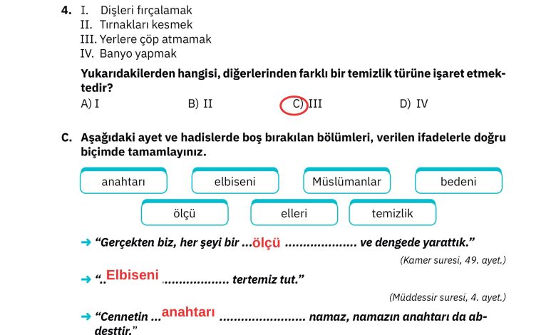 4. Sınıf Sdr Dikey Yayıncılık Din Kültürü Ve Ahlak Bilgisi Ders Kitabı Sayfa 134 Cevapları