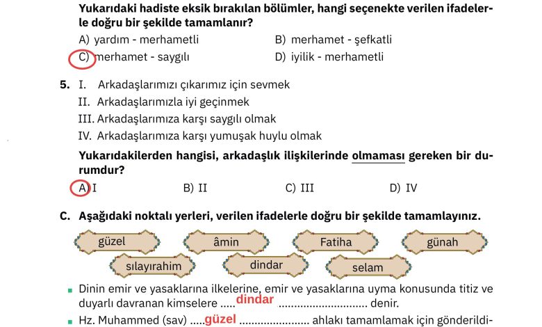 4. Sınıf Sdr Dikey Yayıncılık Din Kültürü Ve Ahlak Bilgisi Ders Kitabı Sayfa 88 Cevapları