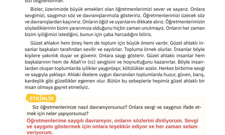 4. Sınıf Sdr Dikey Yayıncılık Din Kültürü Ve Ahlak Bilgisi Ders Kitabı Sayfa 84 Cevapları