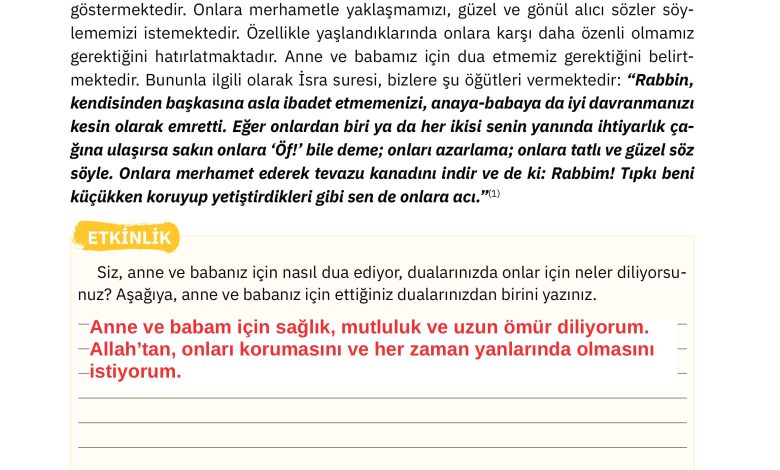 4. Sınıf Sdr Dikey Yayıncılık Din Kültürü Ve Ahlak Bilgisi Ders Kitabı Sayfa 71 Cevapları