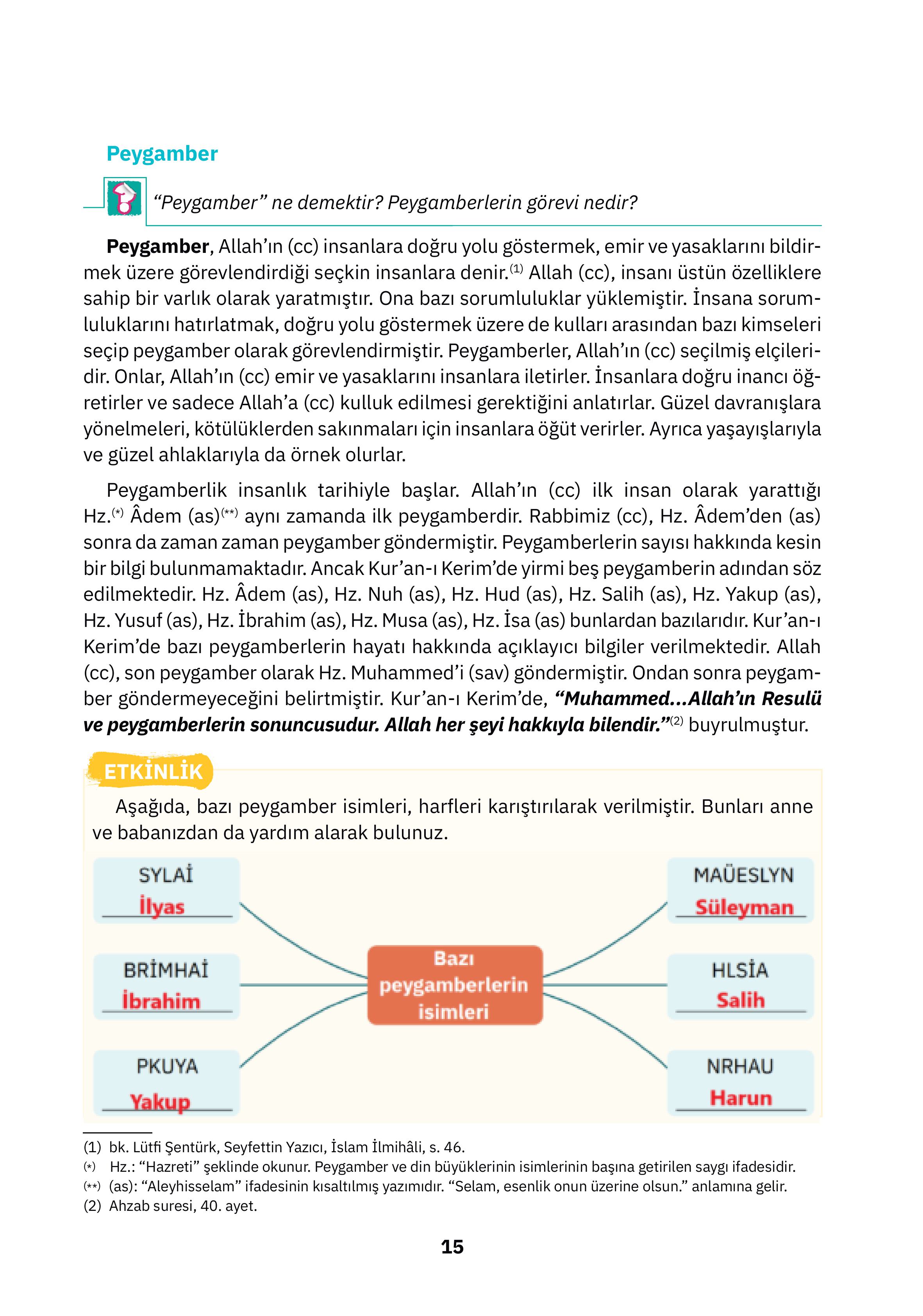 4. Sınıf Sdr Dikey Yayıncılık Din Kültürü Ve Ahlak Bilgisi Ders Kitabı Sayfa 15 Cevapları