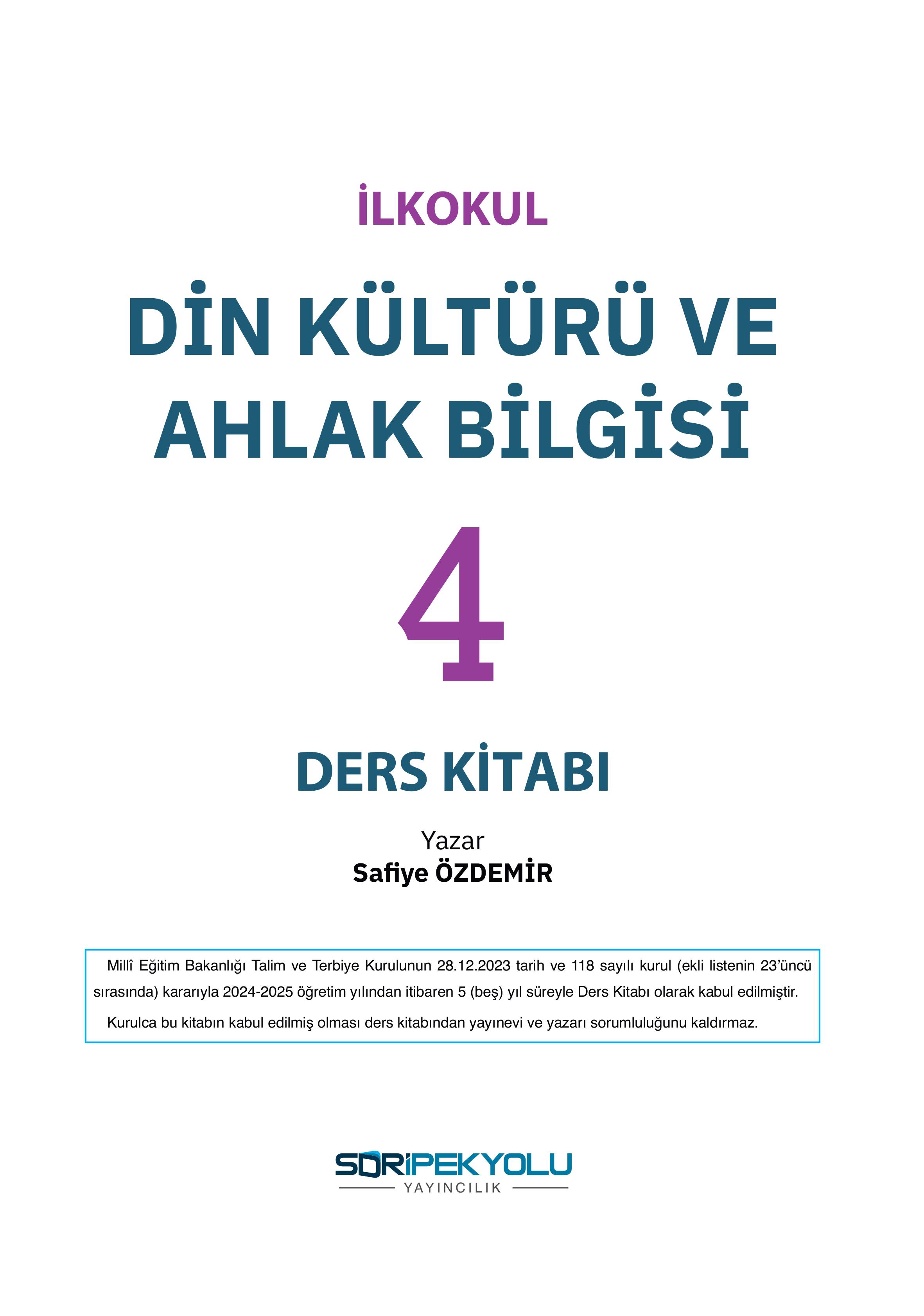 4. Sınıf Sdr Dikey Yayıncılık Din Kültürü Ve Ahlak Bilgisi Ders Kitabı Sayfa 1 Cevapları