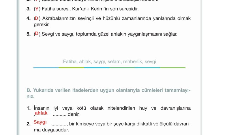 4. Sınıf Meb Yayınları Din Kültürü Ve Ahlak Bilgisi Ders Kitabı Sayfa 74 Cevapları