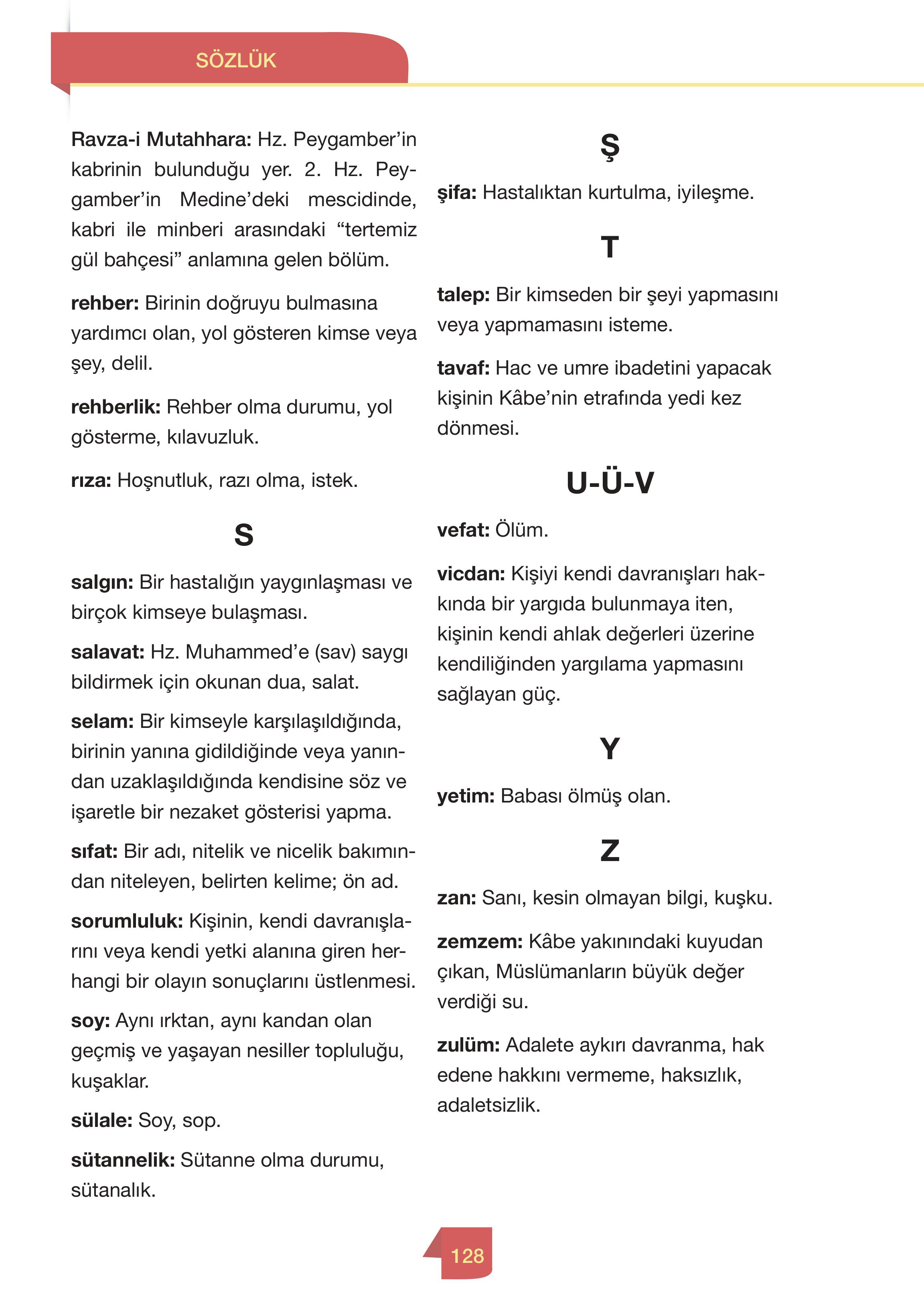 4. Sınıf Meb Yayınları Din Kültürü Ve Ahlak Bilgisi Ders Kitabı Sayfa 128 Cevapları