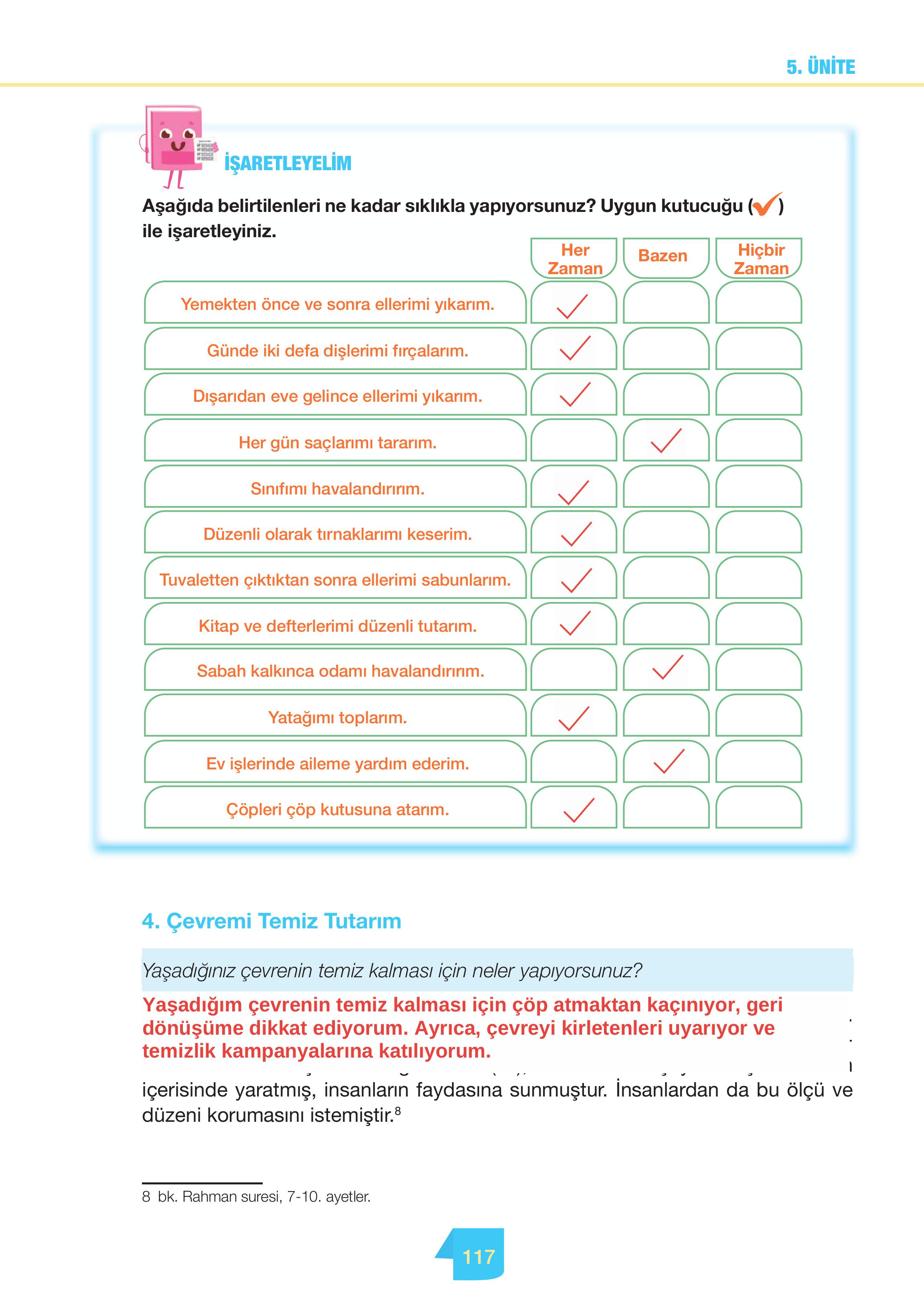 4. Sınıf Meb Yayınları Din Kültürü Ve Ahlak Bilgisi Ders Kitabı Sayfa 117 Cevapları