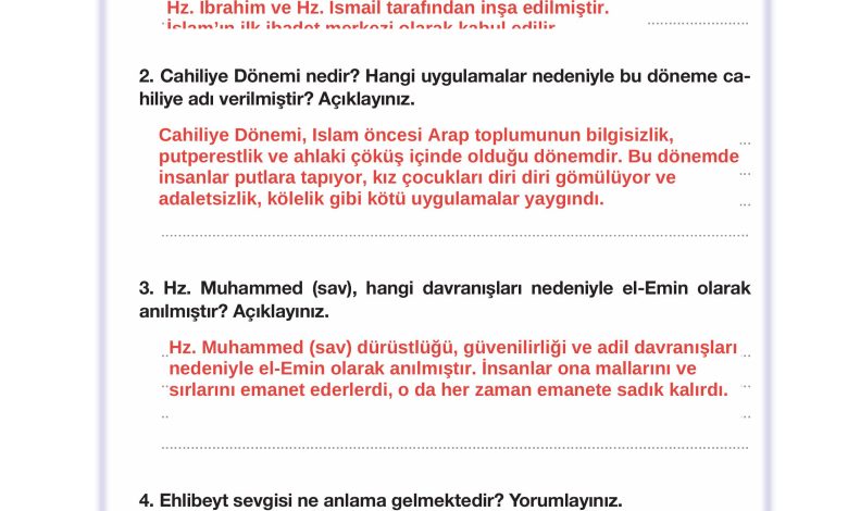 4. Sınıf Meb Yayınları Din Kültürü Ve Ahlak Bilgisi Ders Kitabı Sayfa 105 Cevapları