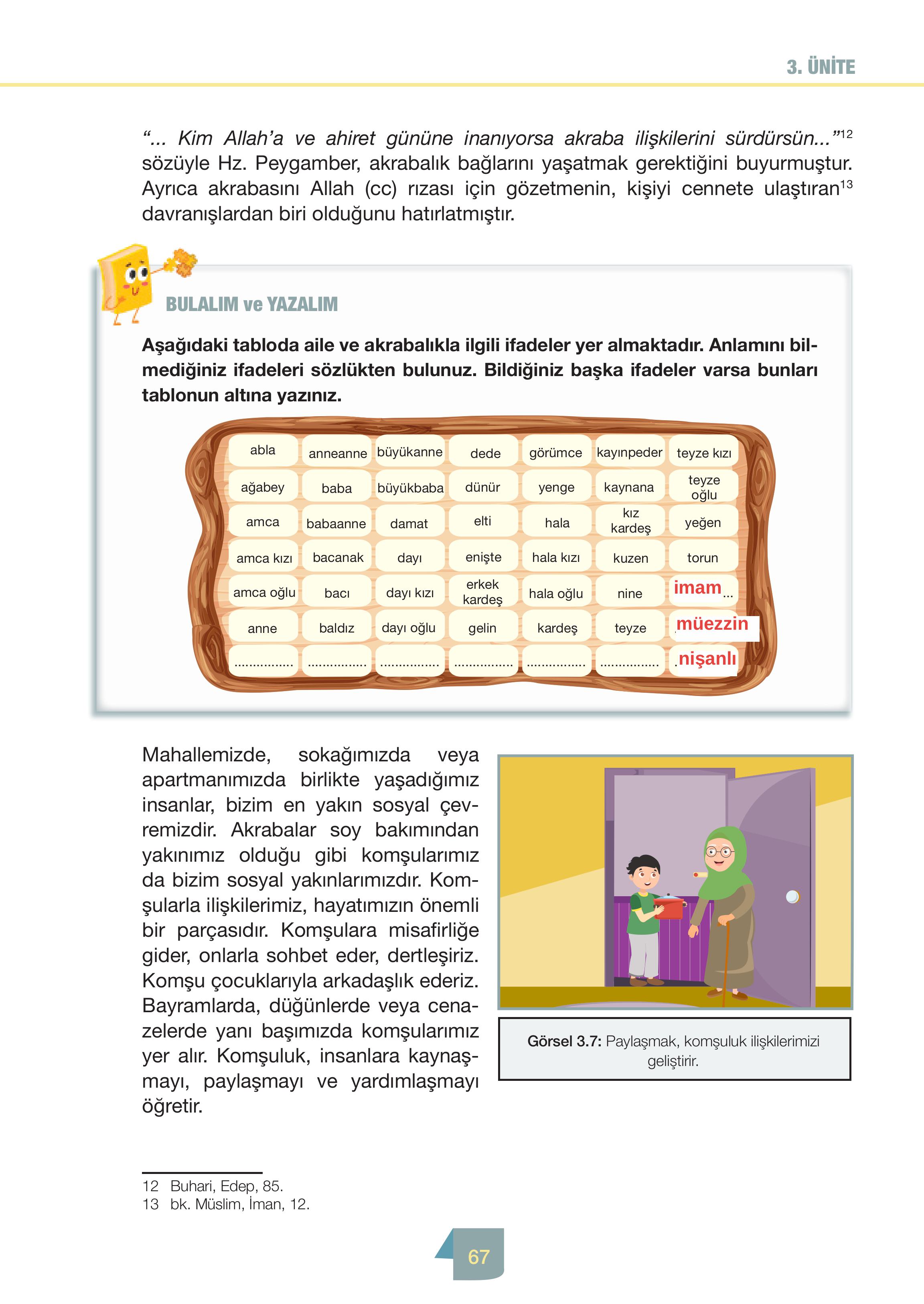 4. Sınıf Meb Yayınları Din Kültürü Ve Ahlak Bilgisi Ders Kitabı Sayfa 67 Cevapları