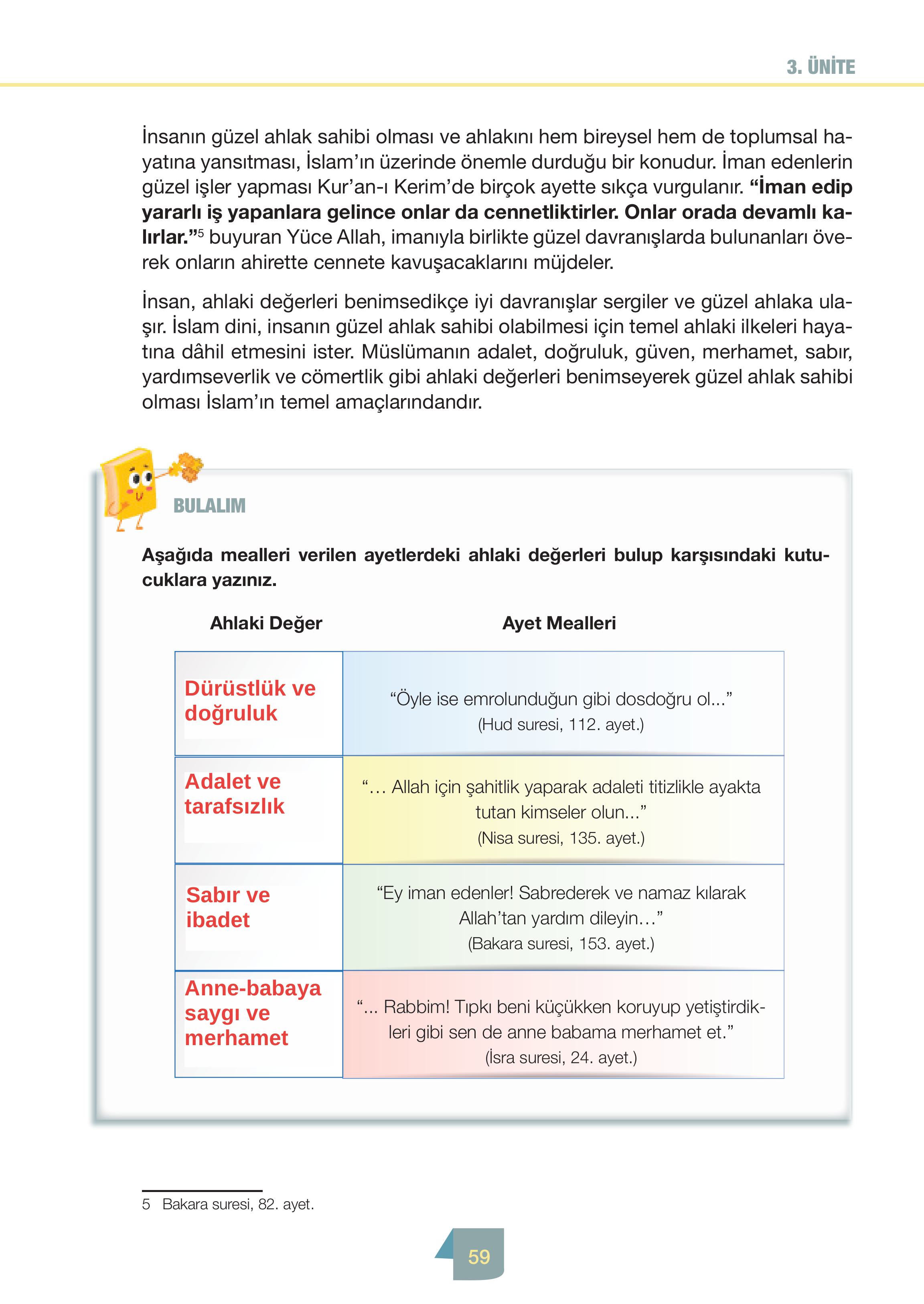 4. Sınıf Meb Yayınları Din Kültürü Ve Ahlak Bilgisi Ders Kitabı Sayfa 59 Cevapları