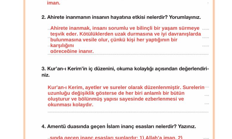 4. Sınıf Meb Yayınları Din Kültürü Ve Ahlak Bilgisi Ders Kitabı Sayfa 55 Cevapları