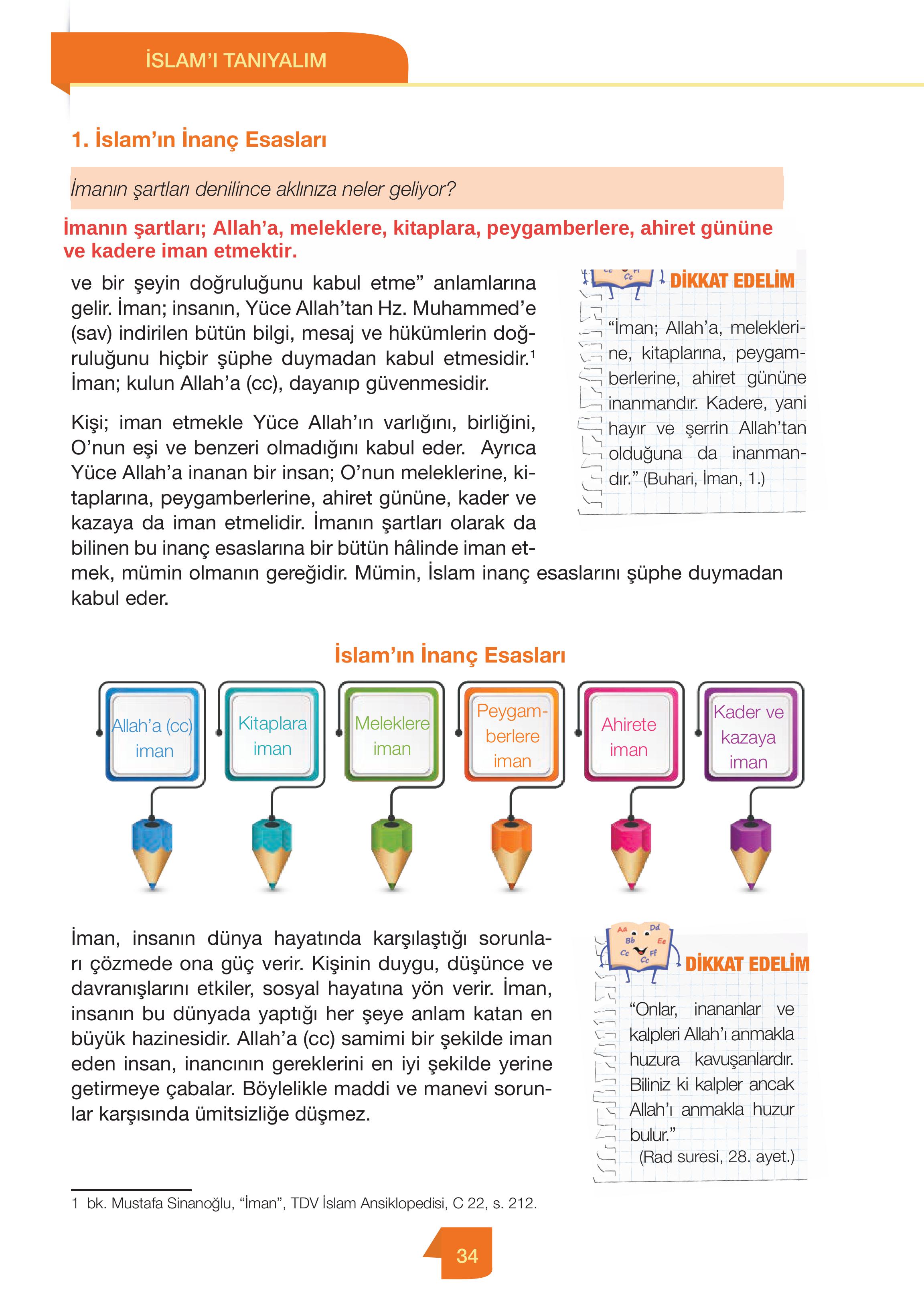 4. Sınıf Meb Yayınları Din Kültürü Ve Ahlak Bilgisi Ders Kitabı Sayfa 34 Cevapları