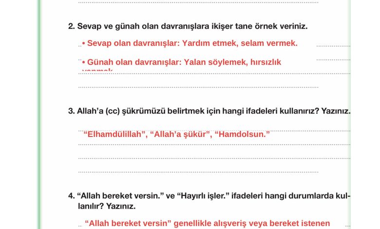 4. Sınıf Meb Yayınları Din Kültürü Ve Ahlak Bilgisi Ders Kitabı Sayfa 31 Cevapları