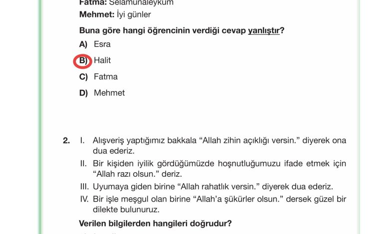 4. Sınıf Meb Yayınları Din Kültürü Ve Ahlak Bilgisi Ders Kitabı Sayfa 29 Cevapları