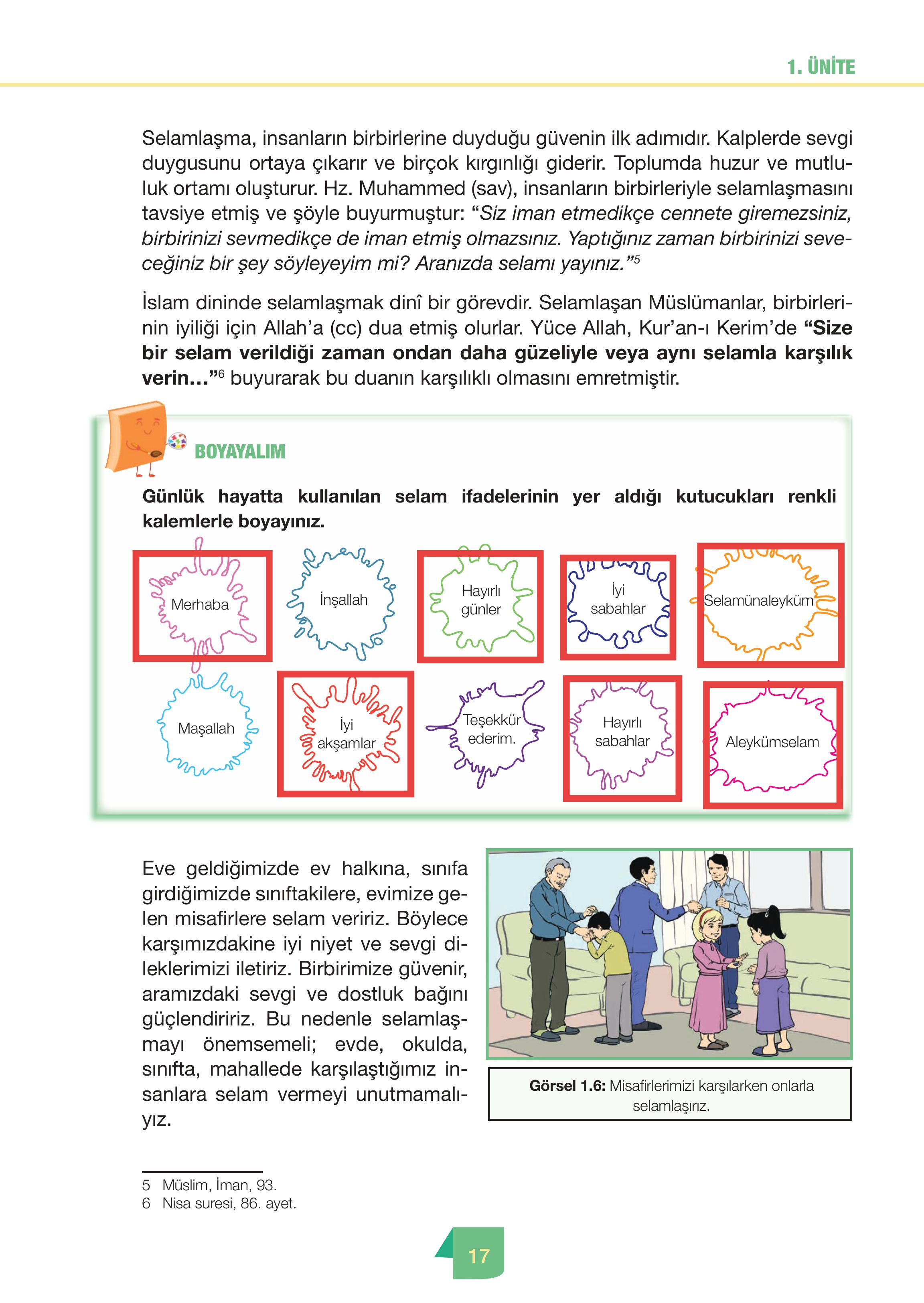 4. Sınıf Meb Yayınları Din Kültürü Ve Ahlak Bilgisi Ders Kitabı Sayfa 17 Cevapları