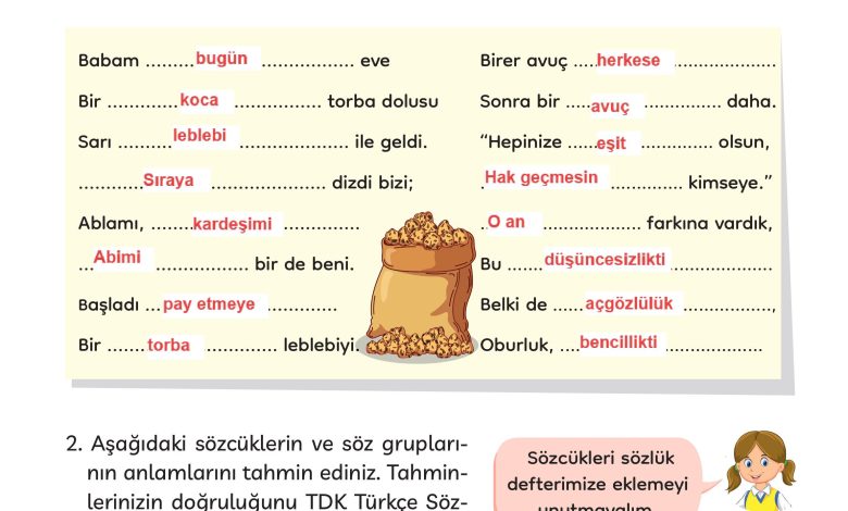 3. Sınıf Meb Yayınları Türkçe Ders Kitabı Sayfa 107 Cevapları