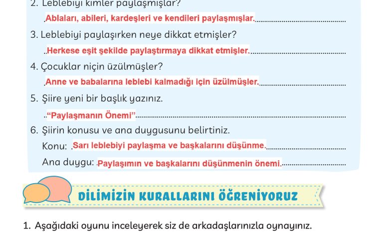 3. Sınıf Meb Yayınları Türkçe Ders Kitabı Sayfa 108 Cevapları