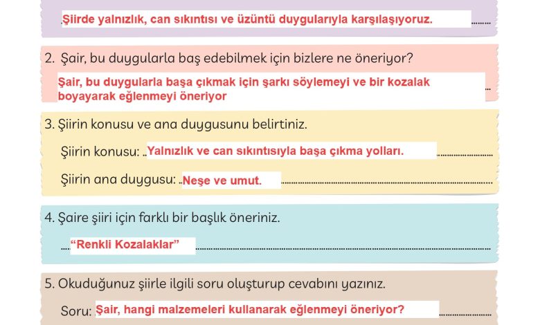 3. Sınıf Meb Yayınları Türkçe Ders Kitabı Sayfa 122 Cevapları