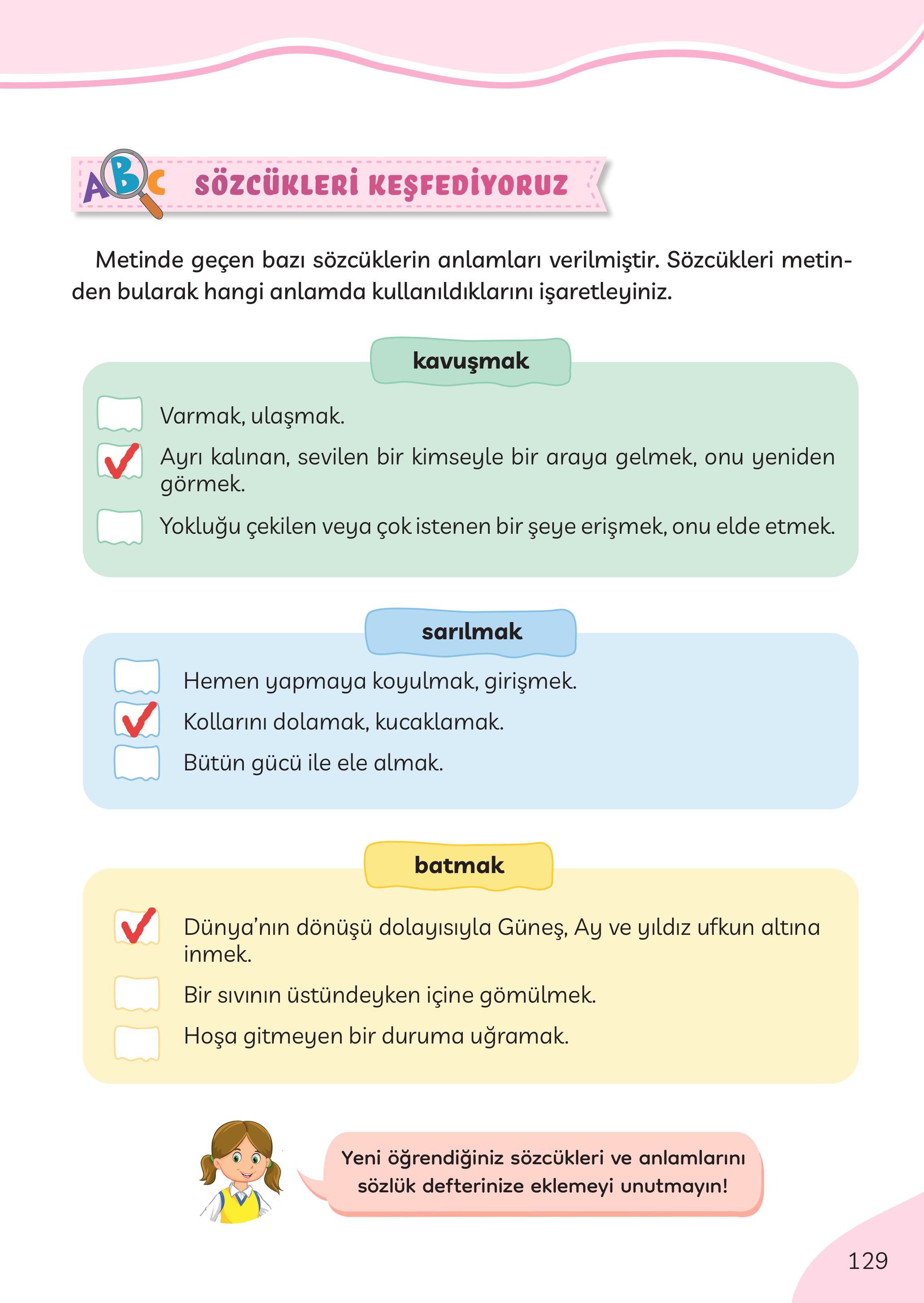 3. Sınıf Meb Yayınları Türkçe Ders Kitabı Sayfa 129 Cevapları