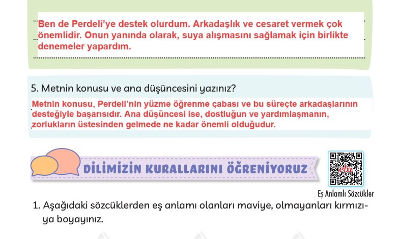 3. Sınıf Meb Yayınları Türkçe Ders Kitabı Sayfa 184 Cevapları