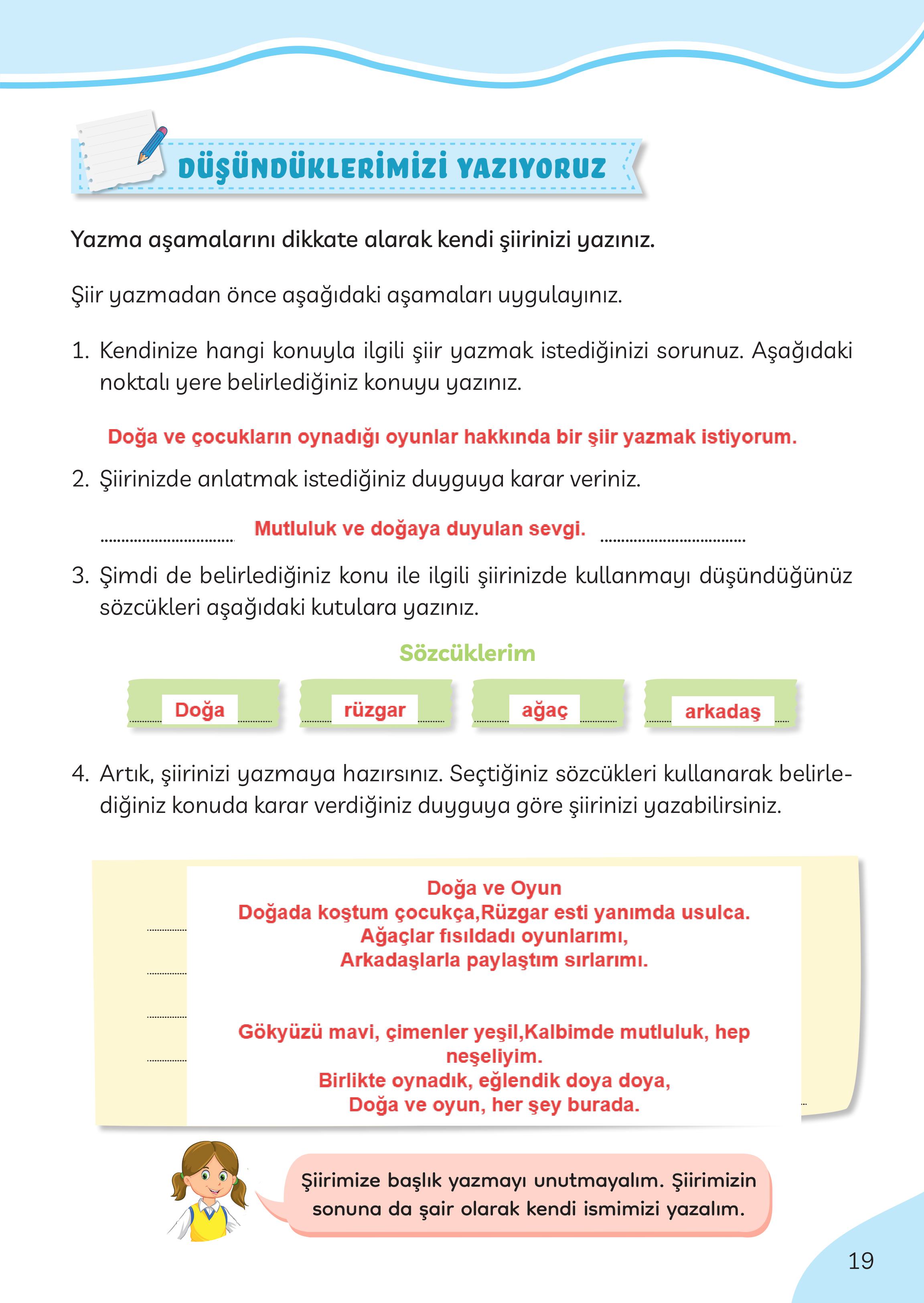 3. Sınıf Meb Yayınları Türkçe Ders Kitabı Sayfa 19 Cevapları