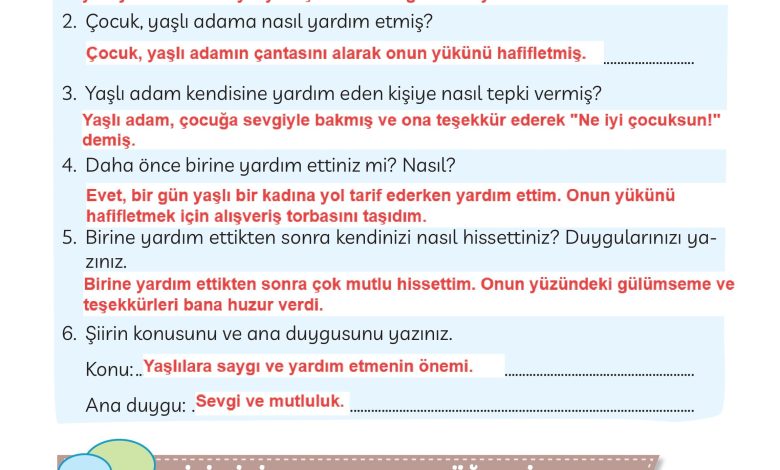 3. Sınıf Meb Yayınları Türkçe Ders Kitabı Sayfa 212 Cevapları