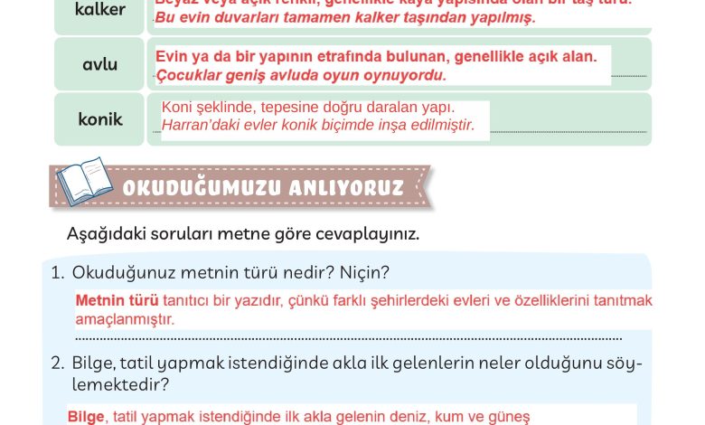 3. Sınıf Meb Yayınları Türkçe Ders Kitabı Sayfa 218 Cevapları