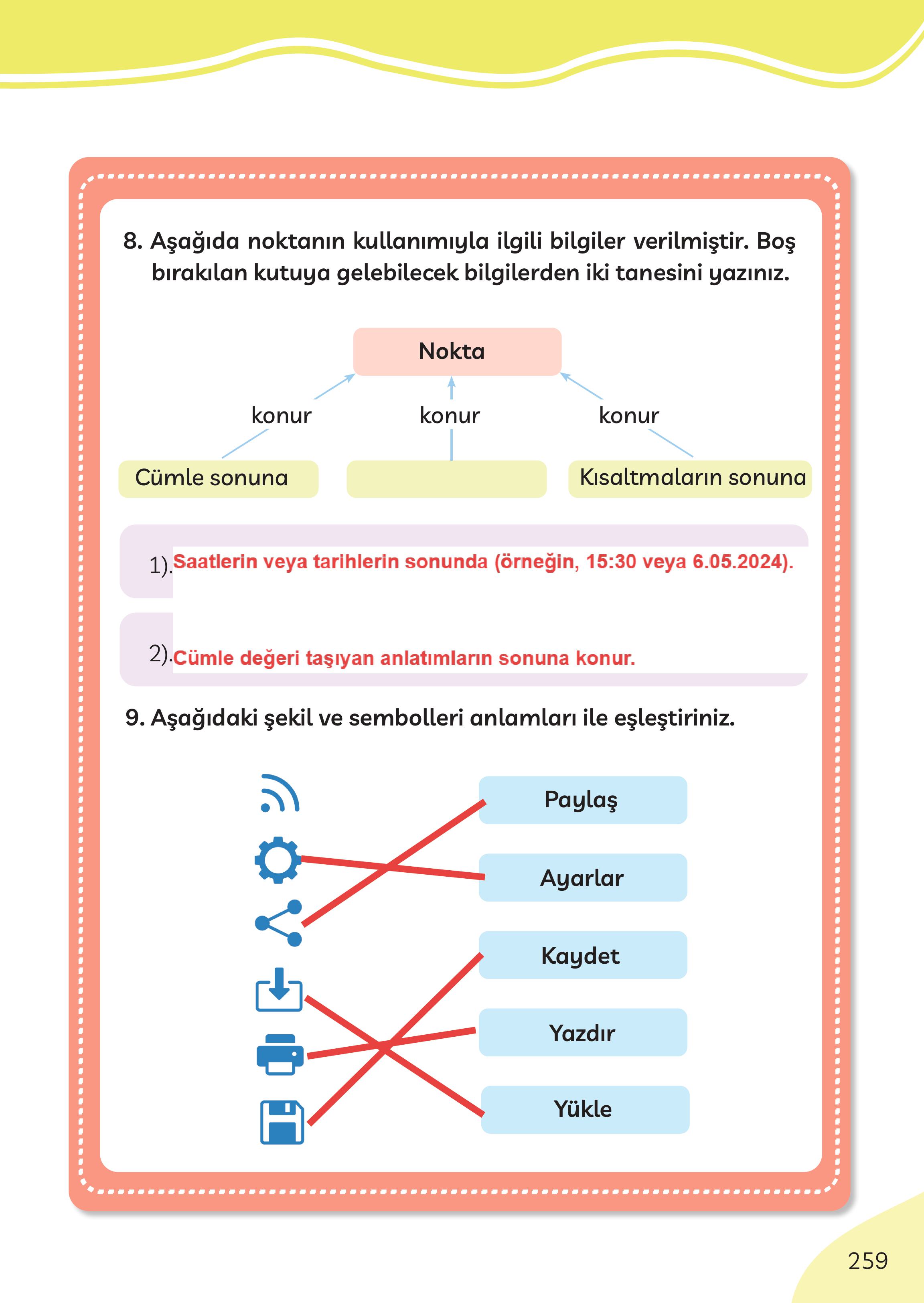 3. Sınıf Meb Yayınları Türkçe Ders Kitabı Sayfa 259 Cevapları