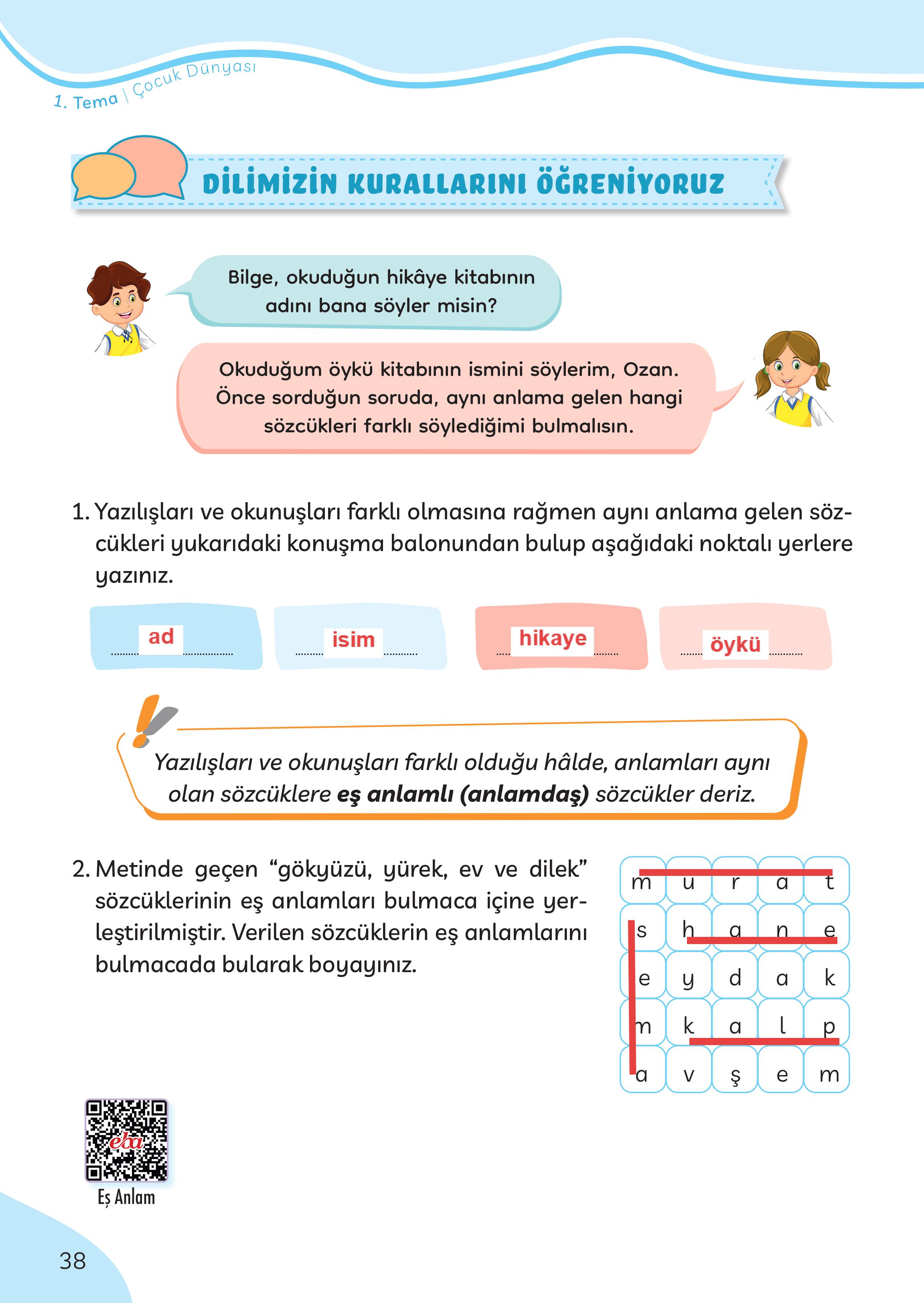 3. Sınıf Meb Yayınları Türkçe Ders Kitabı Sayfa 38 Cevapları