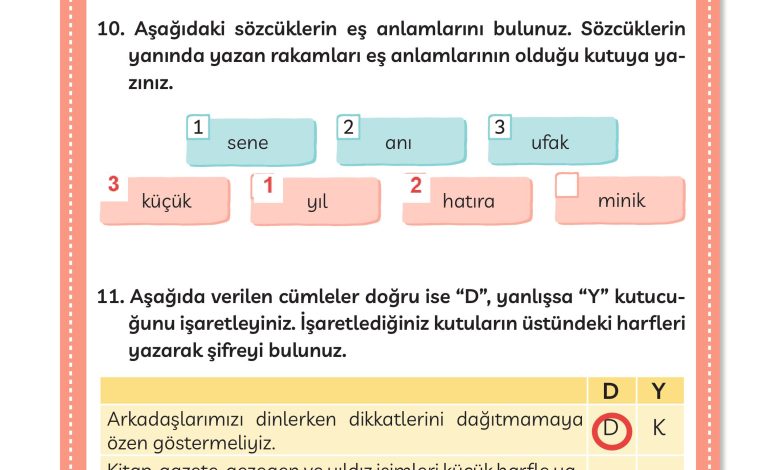 3. Sınıf Meb Yayınları Türkçe Ders Kitabı Sayfa 43 Cevapları