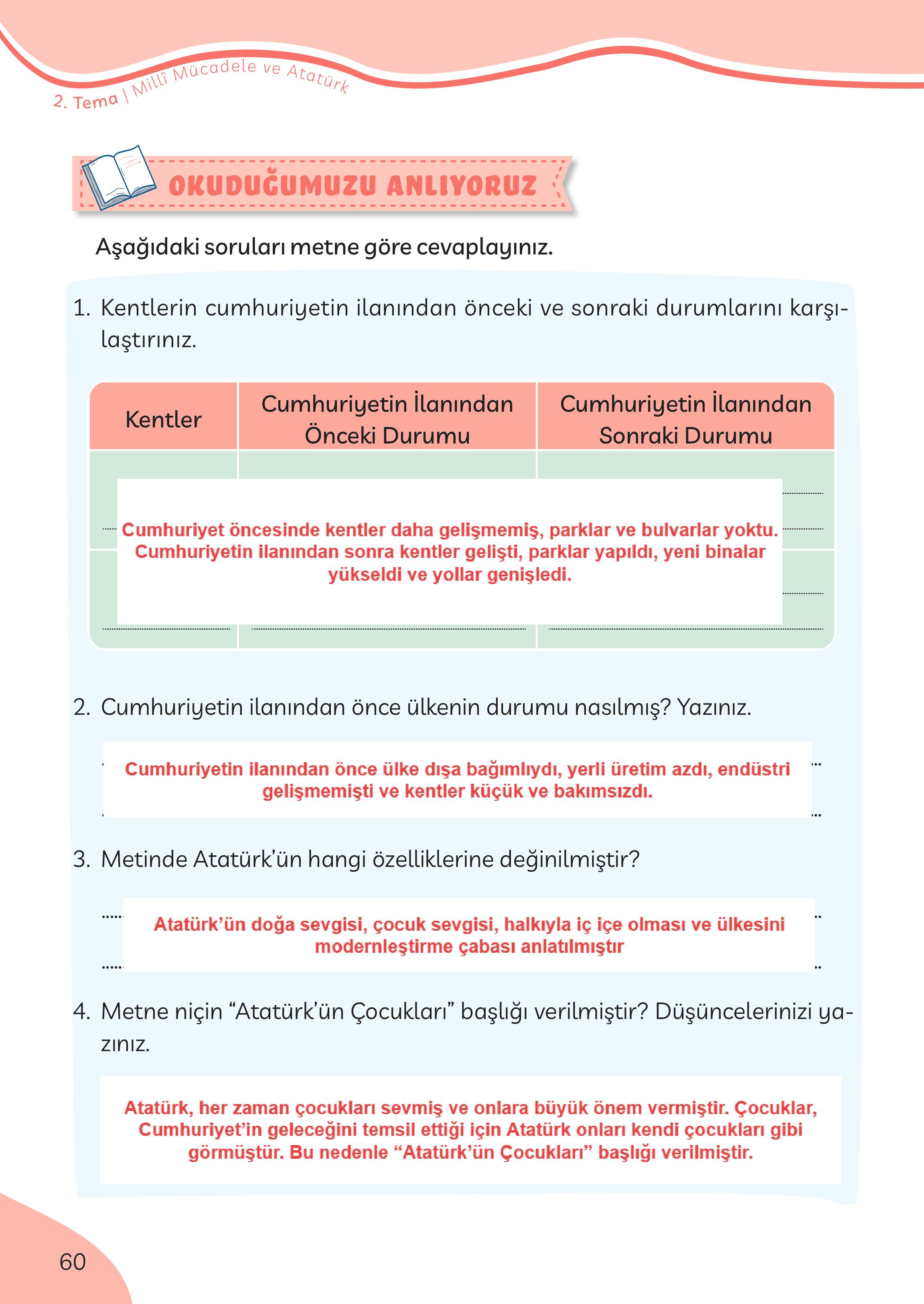 3. Sınıf Meb Yayınları Türkçe Ders Kitabı Sayfa 60 Cevapları