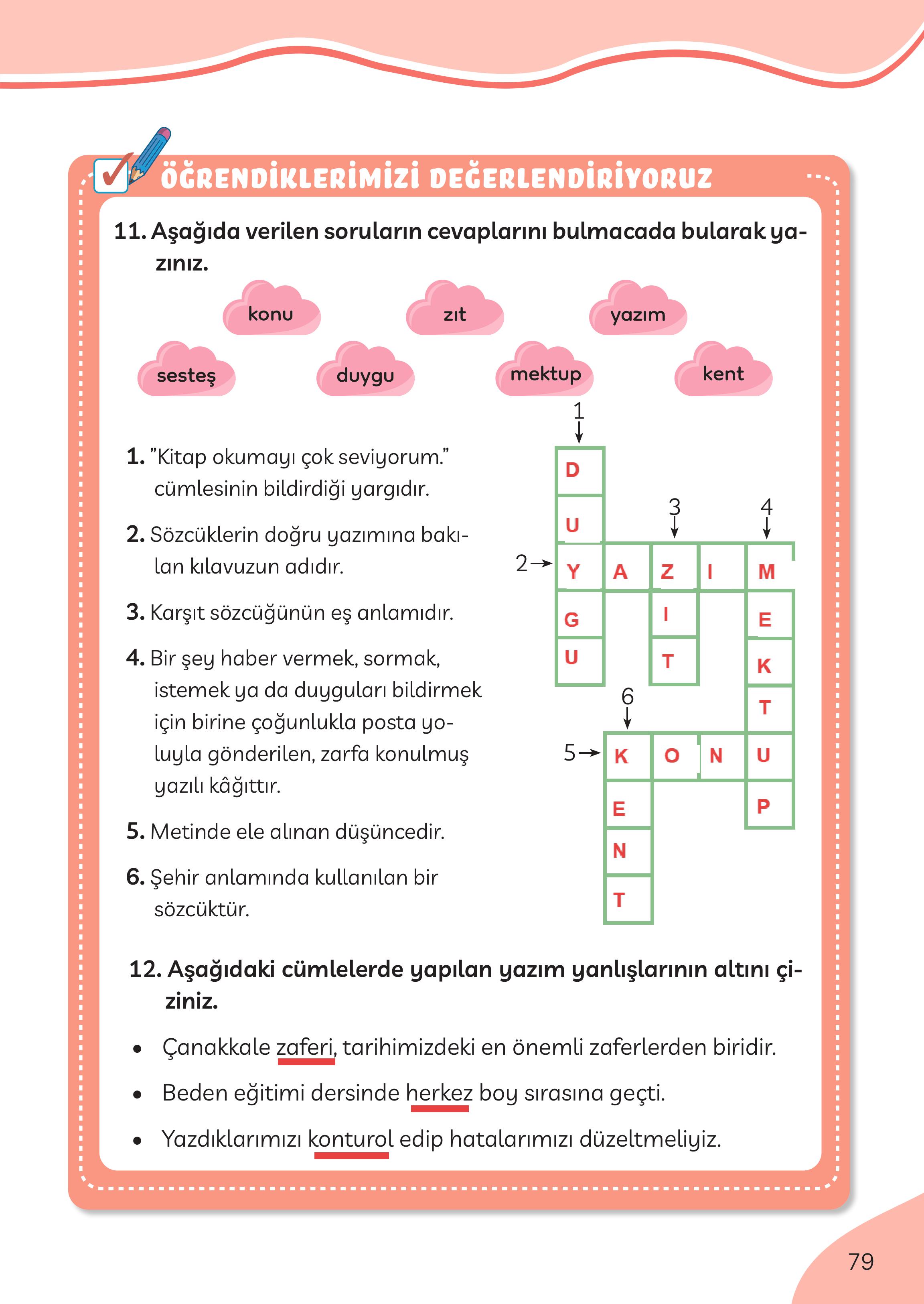 3. Sınıf Meb Yayınları Türkçe Ders Kitabı Sayfa 79 Cevapları