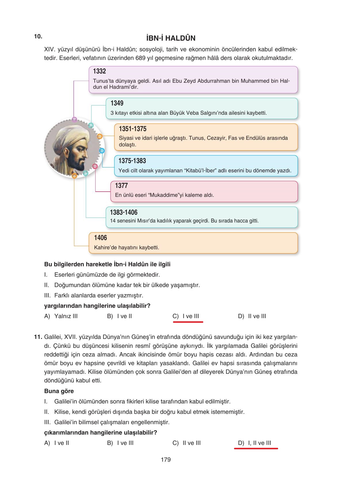 7. Sınıf Yıldırım Yayınları Sosyal Bilgiler Ders Kitabı Sayfa 179 Cevapları