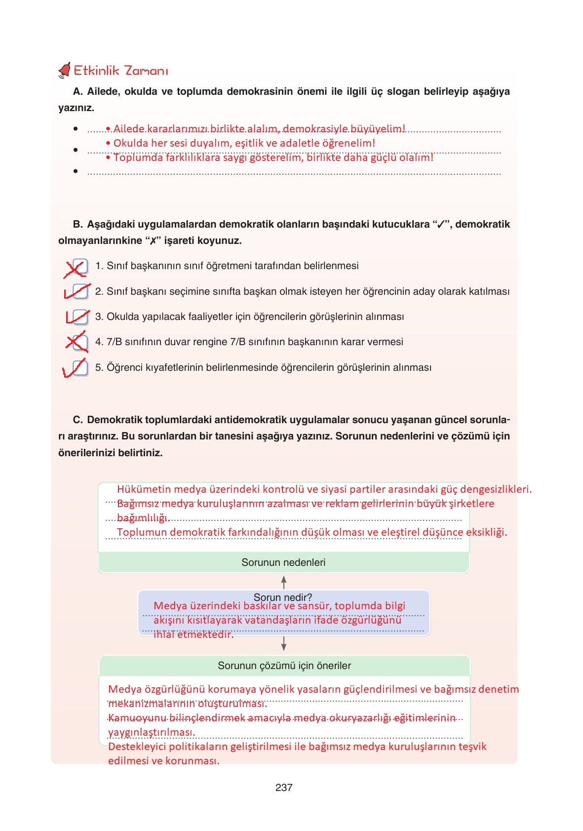 7. Sınıf Yıldırım Yayınları Sosyal Bilgiler Ders Kitabı Sayfa 237 Cevapları