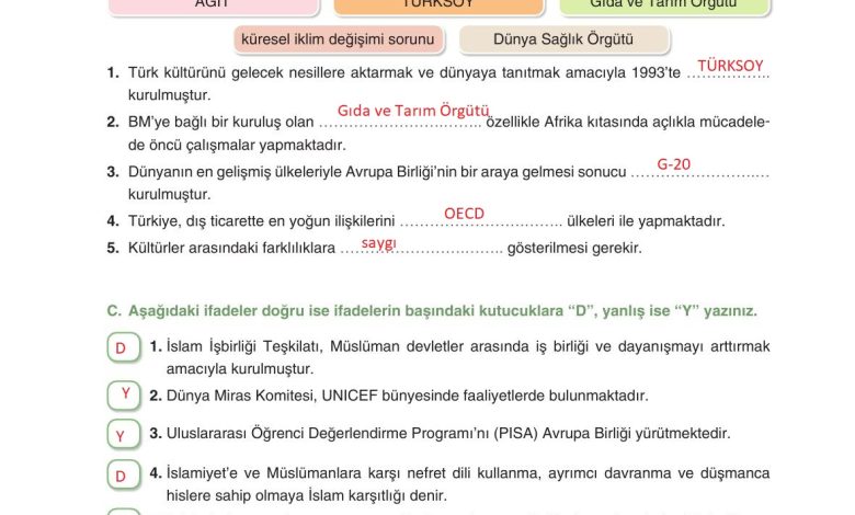 7. Sınıf Yıldırım Yayınları Sosyal Bilgiler Ders Kitabı Sayfa 272 Cevapları