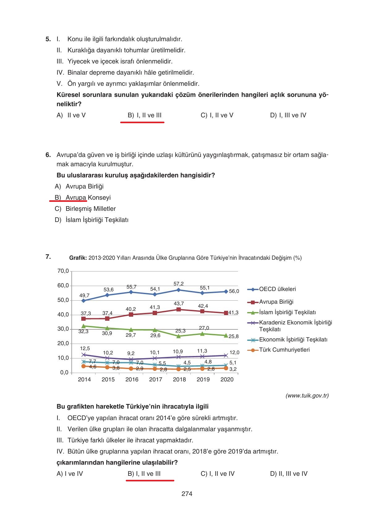 7. Sınıf Yıldırım Yayınları Sosyal Bilgiler Ders Kitabı Sayfa 274 Cevapları