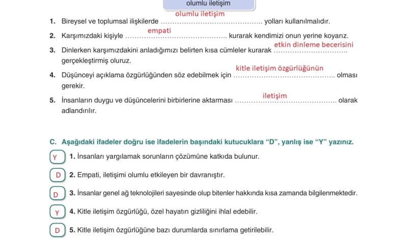 7. Sınıf Yıldırım Yayınları Sosyal Bilgiler Ders Kitabı Sayfa 40 Cevapları