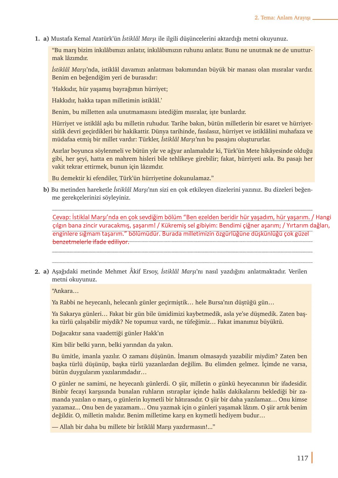 9. Sınıf Meb Yayınları Türkçe Ders Kitabı Sayfa 117 Cevapları