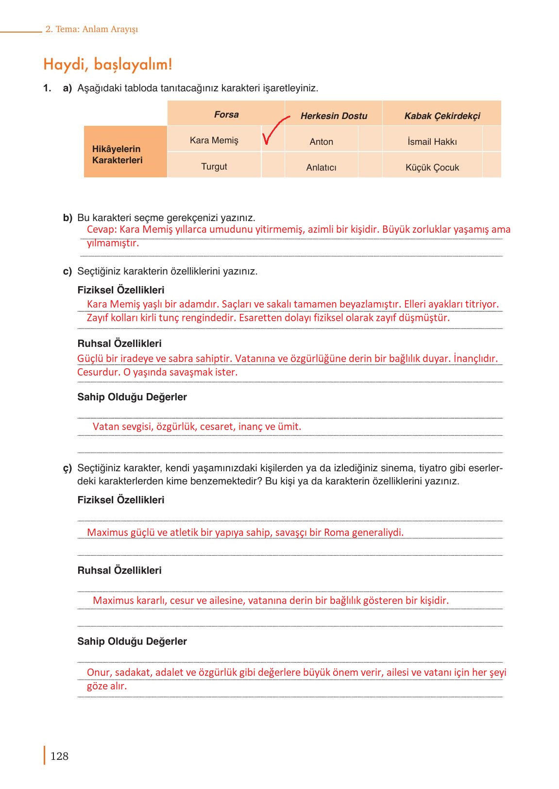 9. Sınıf Meb Yayınları Türkçe Ders Kitabı Sayfa 128 Cevapları