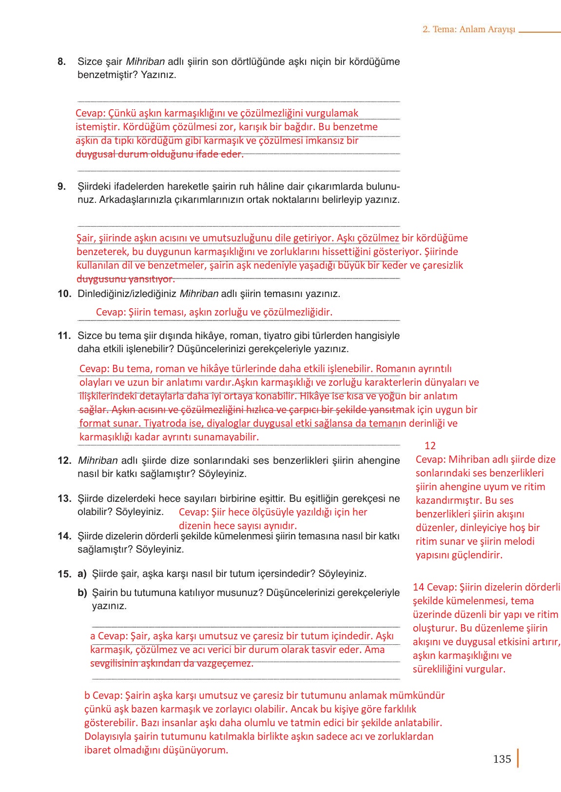 9. Sınıf Meb Yayınları Türkçe Ders Kitabı Sayfa 135 Cevapları