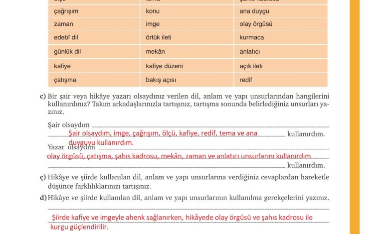 9. Sınıf Meb Yayınları Türkçe Ders Kitabı Sayfa 153 Cevapları