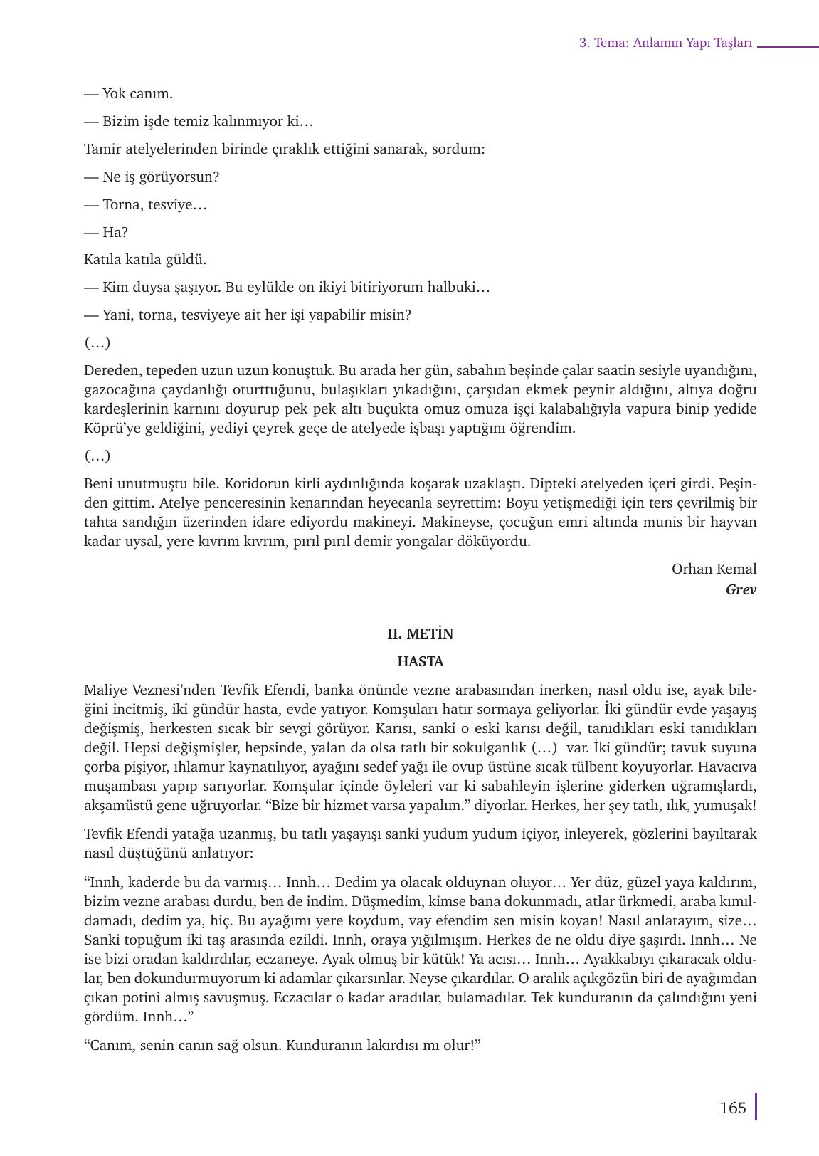 9. Sınıf Meb Yayınları Türkçe Ders Kitabı Sayfa 165 Cevapları