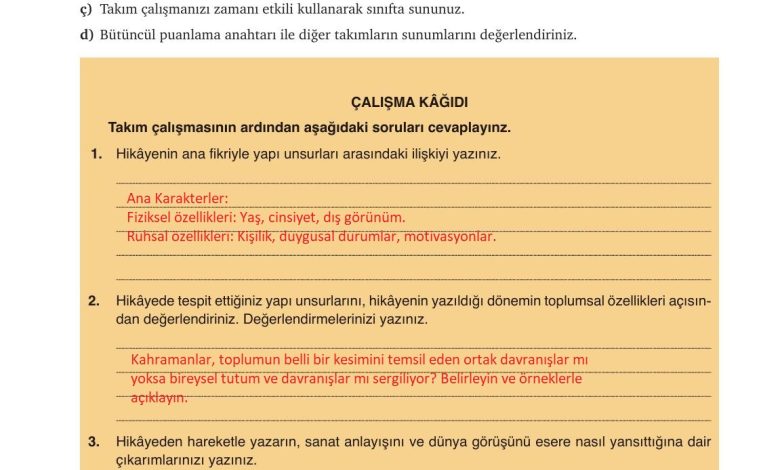 9. Sınıf Meb Yayınları Türkçe Ders Kitabı Sayfa 171 Cevapları