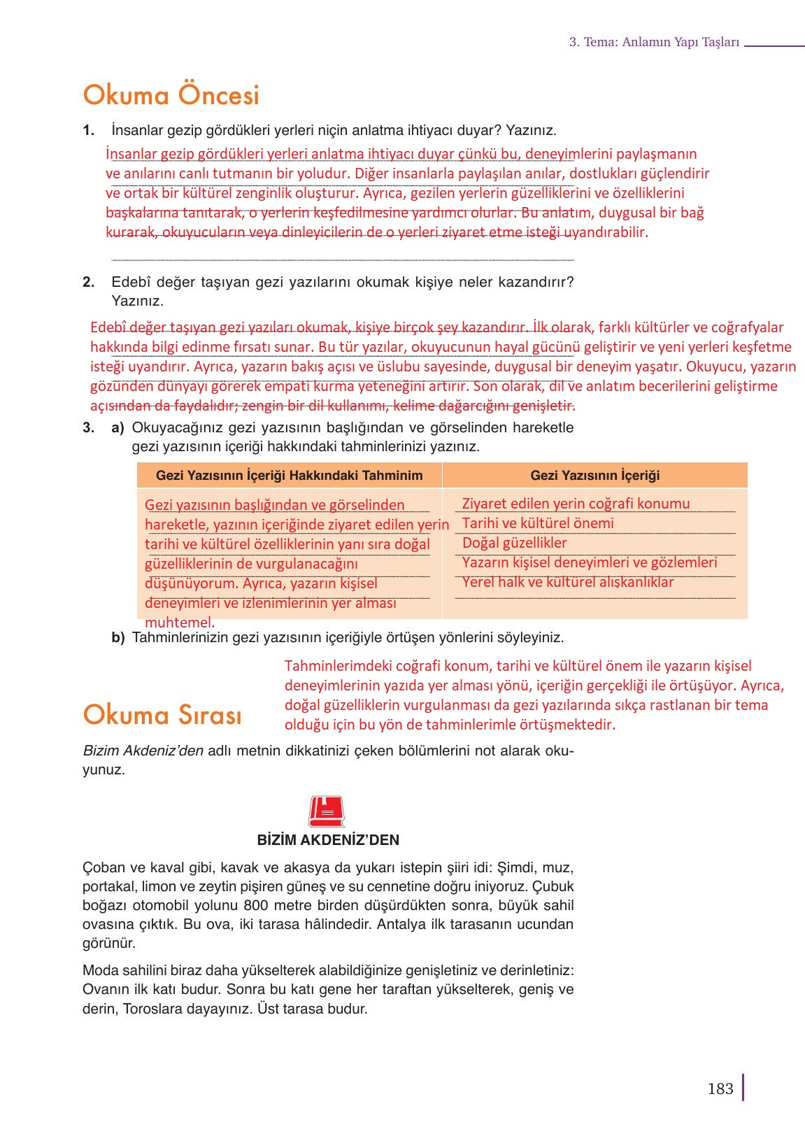 9. Sınıf Meb Yayınları Türkçe Ders Kitabı Sayfa 183 Cevapları