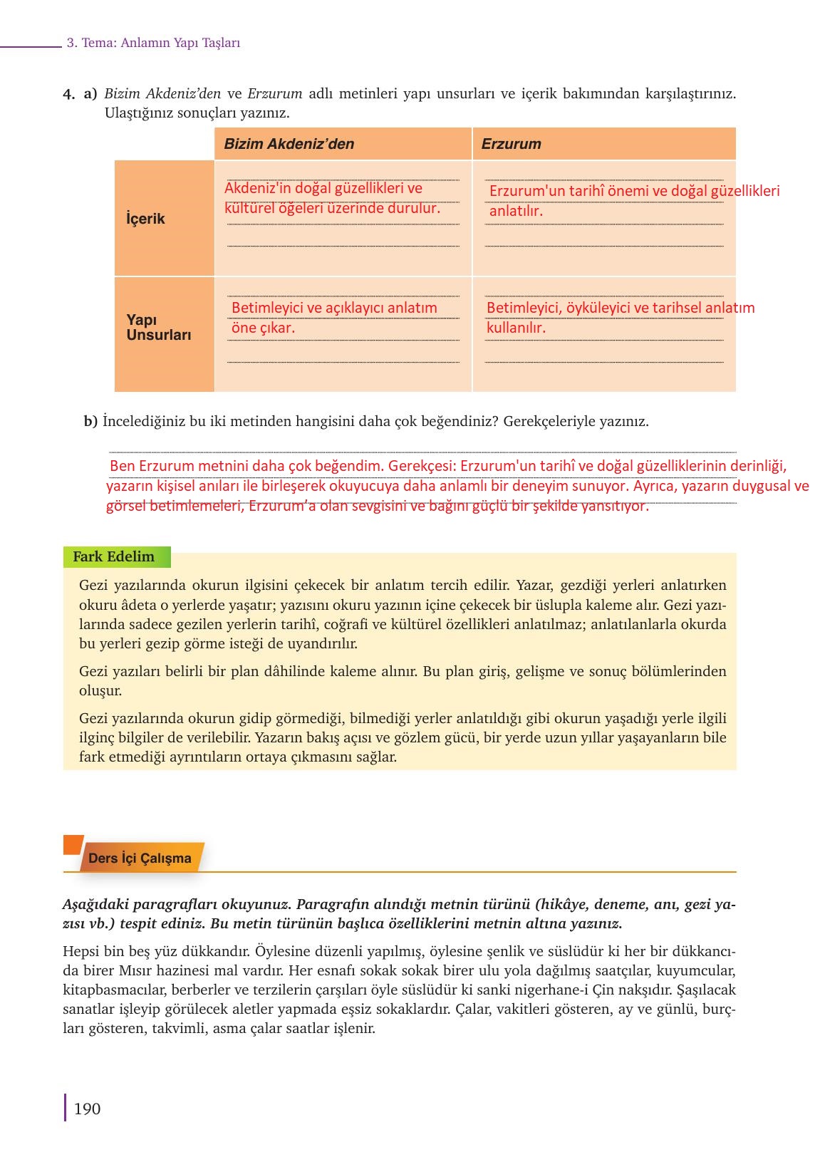 9. Sınıf Meb Yayınları Türkçe Ders Kitabı Sayfa 190 Cevapları