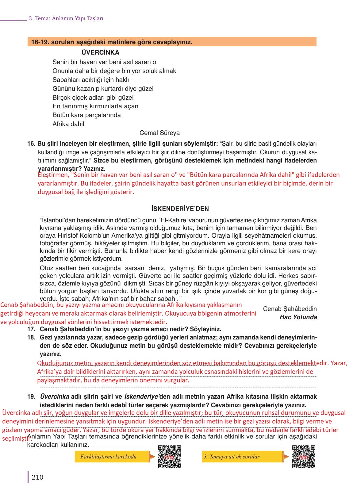 9. Sınıf Meb Yayınları Türkçe Ders Kitabı Sayfa 210 Cevapları